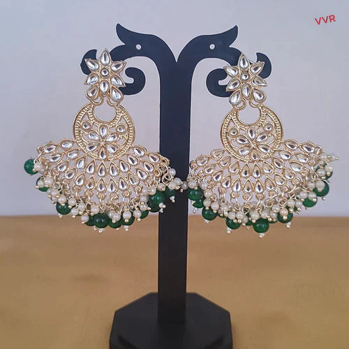 women’s hoop earrings-Darshana Jewels Gold Plated Kundan Dangler Earrings