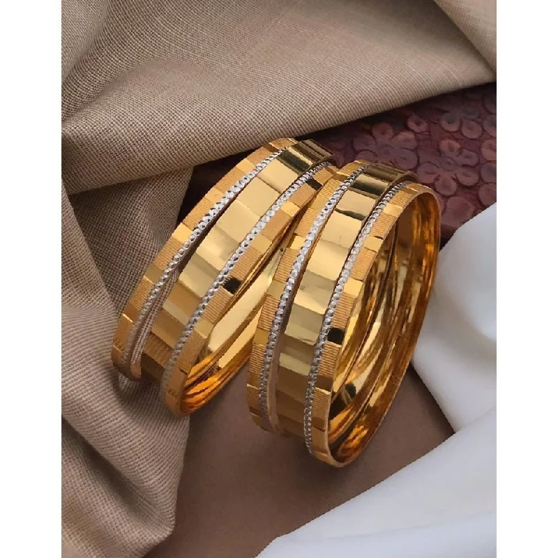 women’s rose gold bracelets-Akruti Collection Gold Plated Bangles Set