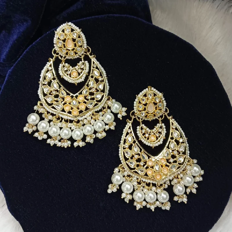 women’s adjustable earrings-Darshana Jewels Kundan Stone Gold Plated Dangler Earrings