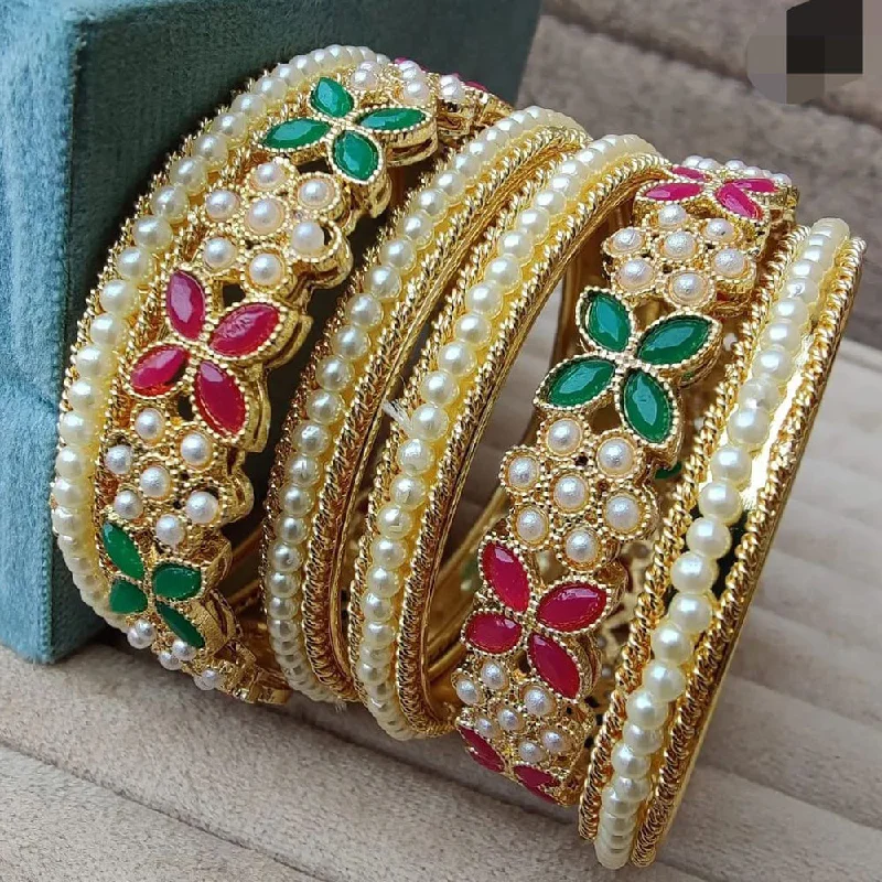 women’s silver charm bracelets-Manisha Jewellery Gold Plated Bangles Set