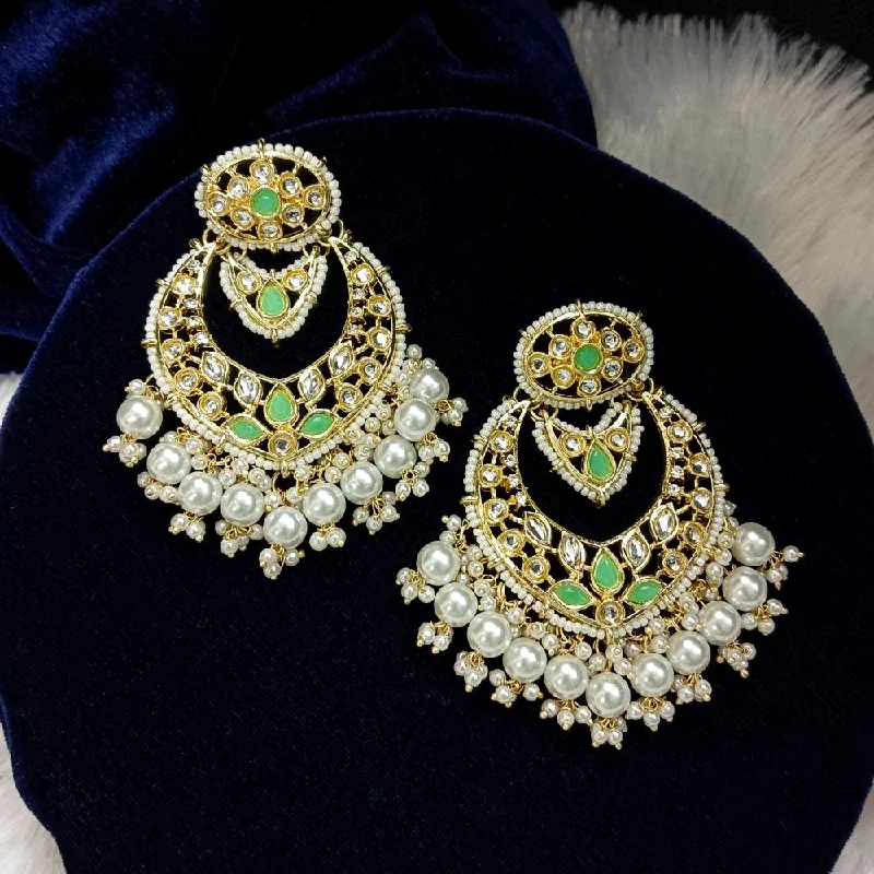 women’s platinum earrings-Darshana Jewels Kundan Stone Gold Plated Dangler Earrings