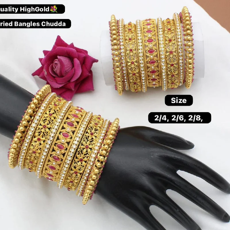 women’s multi-strand bracelets-Manisha Jewellery Gold Plated Bangles Set