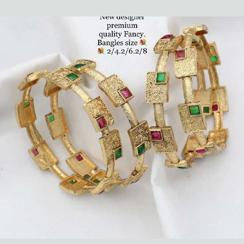 women’s crystal bracelets-Manisha Jewellery Gold Plated Bangles Set