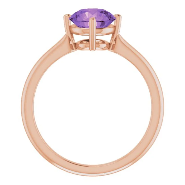 women’s silver stackable rings-14K Rose Natural Amethyst Ring