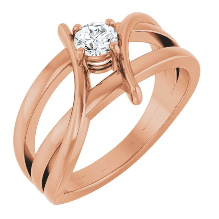 women’s wedding engagement rings with diamonds-14K Rose 1/4 CT Lab-Grown Diamond Ring