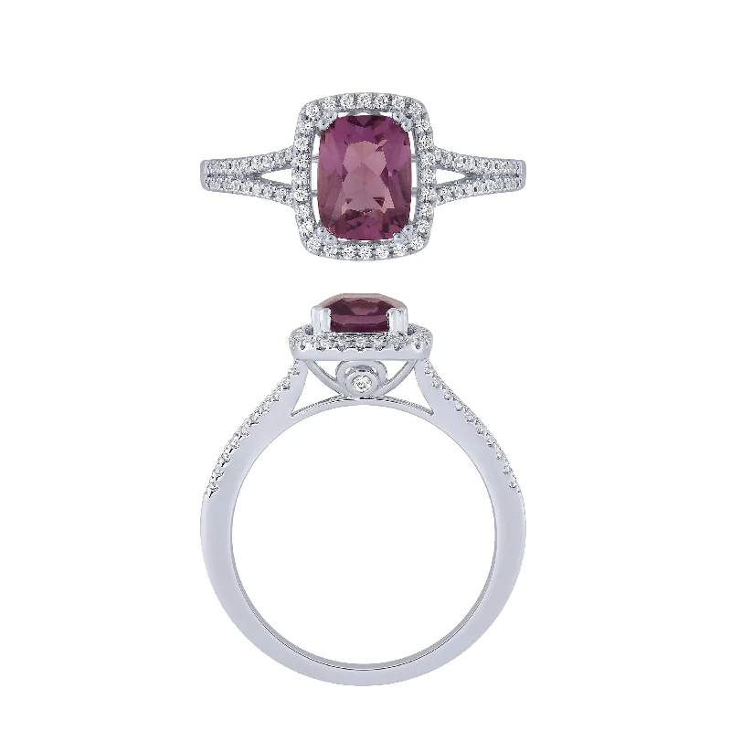 women’s colorful engagement rings-14K White Gold Amethyst And Diamond Ring