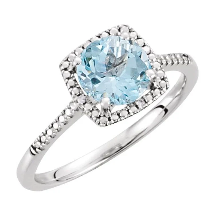 women’s infinity engagement rings-Sterling Silver Natural Sky Blue Topaz & .01 CTW Natural Diamond Ring