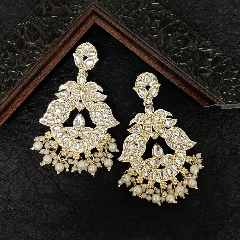 women’s vintage earrings-Darshana Jewels Gold Plated Kundan Stone Dangler Earrings