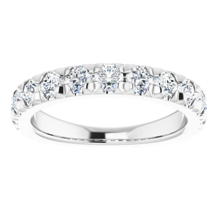 women’s wedding rings-Platinum 1 CTW Natural Diamond French-Set Anniversary Band