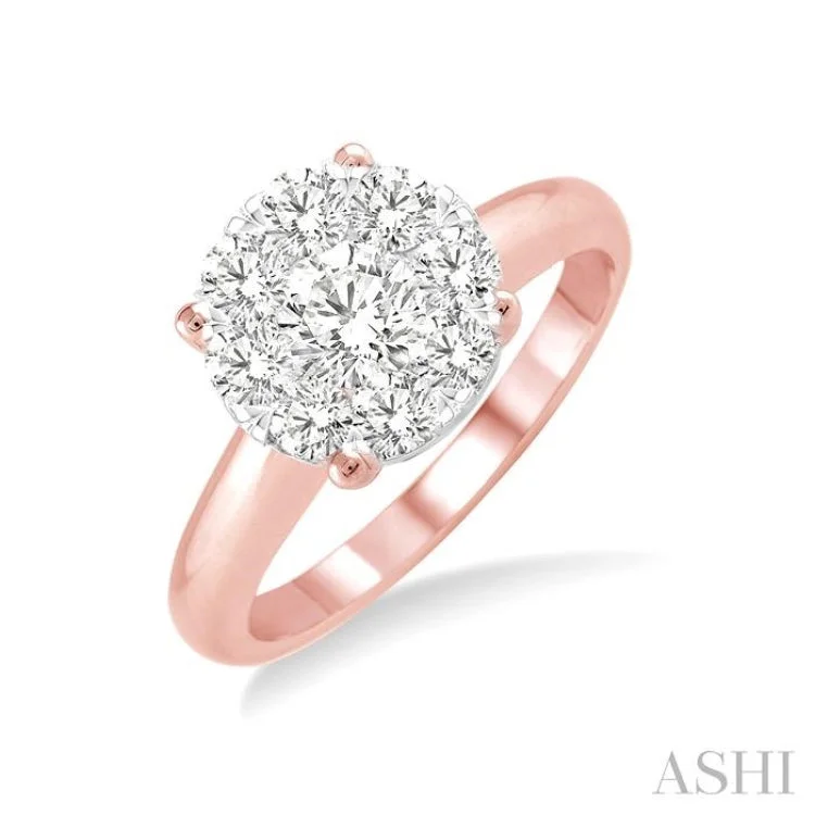 women’s antique diamond engagement rings-1/3 Ctw Lovebright Round Cut Diamond Ring in 14K Rose and White Gold