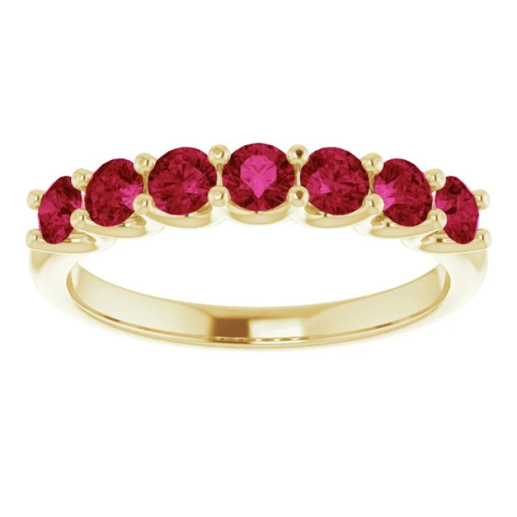 women’s wedding rings with sapphires-14K Yellow Natural Ruby Anniversary Band