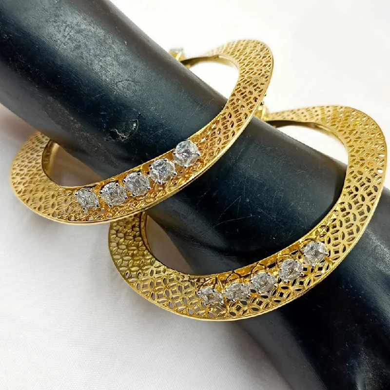 women’s sparkly bracelets-Padmawati Bangles Gold Plated Crystal Bangles Set