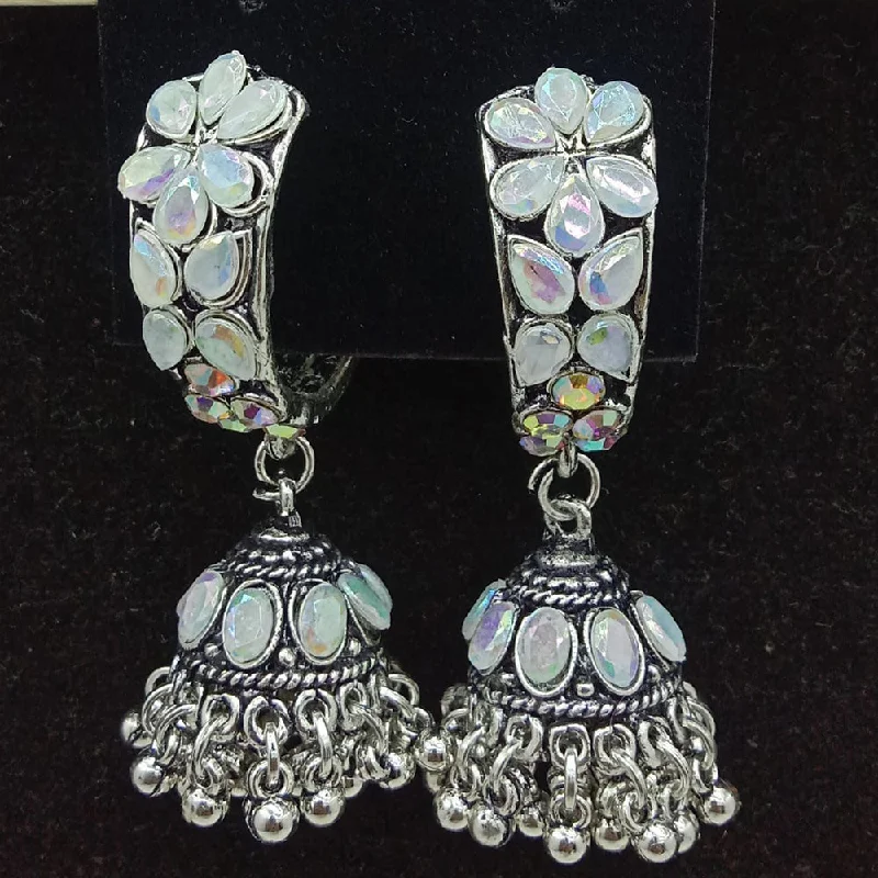 women’s birthstone earrings-SP Jewellery Oxidised Plated Crystal Stone Jhumki Earrings