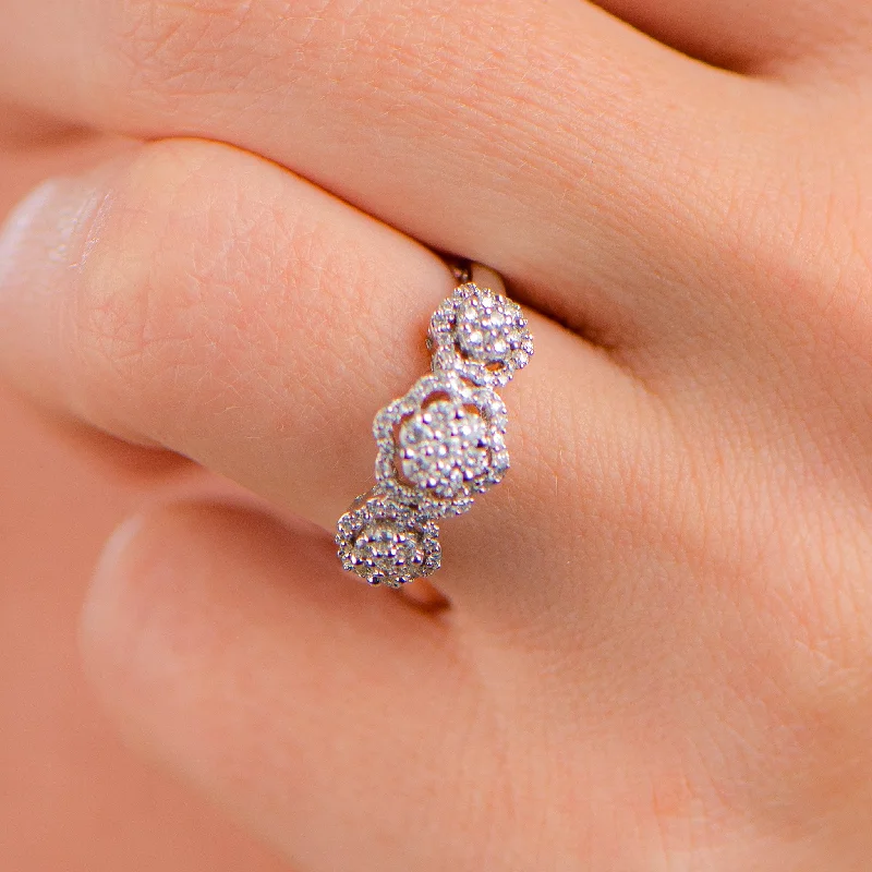 women’s forever engagement rings-Floral Diamond Ring