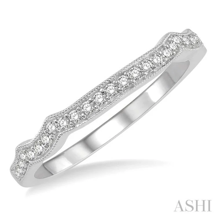 women’s heart-shaped rings-1/6 ctw Curvy Round Cut Diamond Wedding Band in 14K White Gold