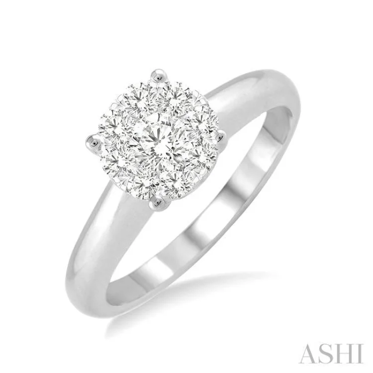 women’s luxury engagement rings-1/8 Ctw Lovebright Round Cut Diamond Ring in 14K White Gold