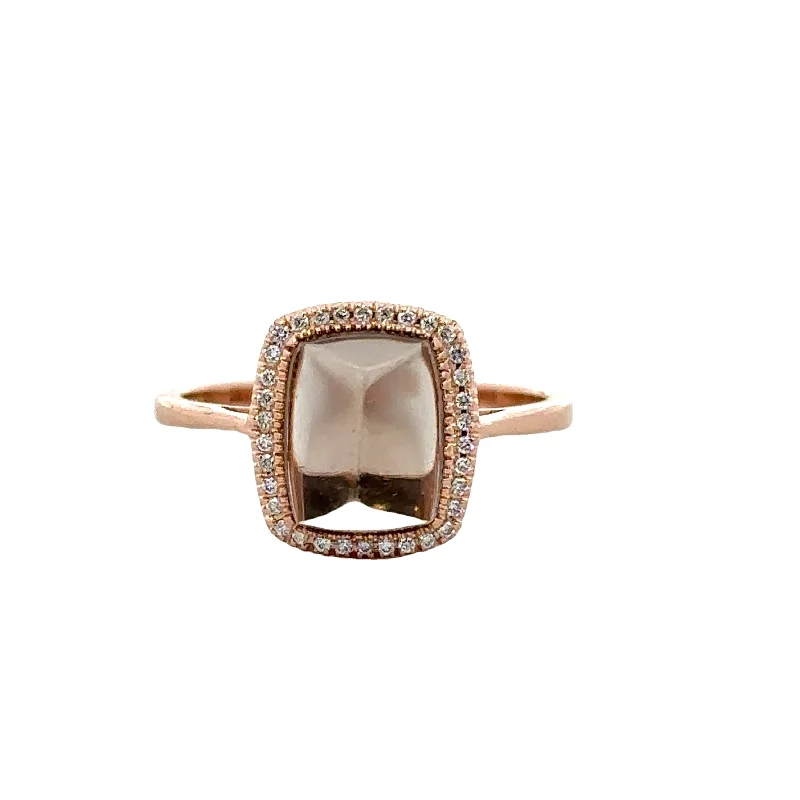 women’s three-stone engagement rings-Smoky Quartz and Diamond Ring in Rose Gold