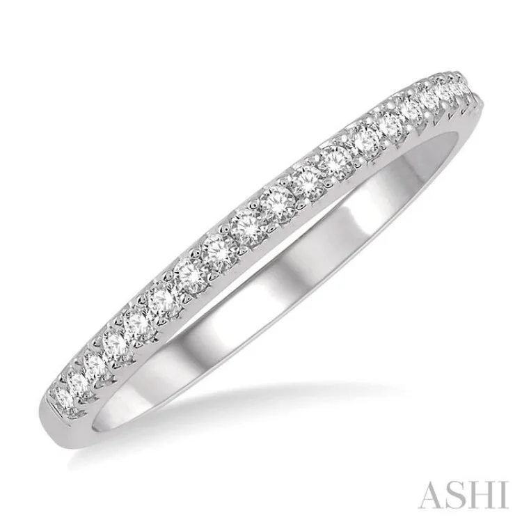 women’s silver rings with diamonds-1/5 Ctw Round Cut Diamond Wedding Band in 14K White Gold