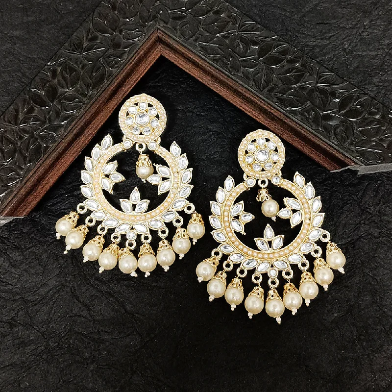 women’s oval earrings-Darshana Jewels Gold Plated Kundan Stone Dangler Earrings