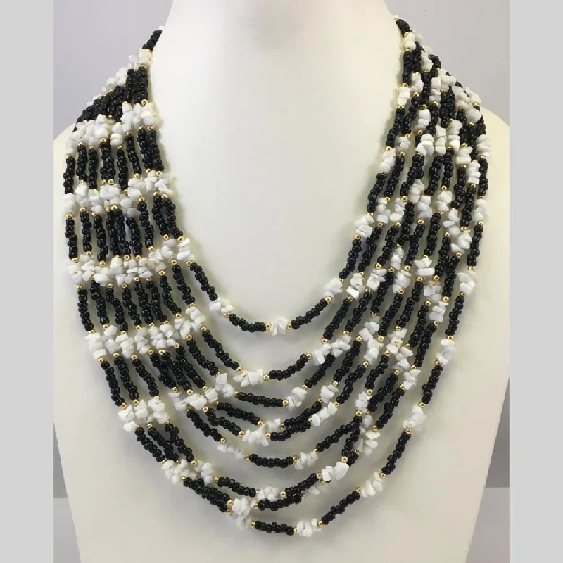 women’s bold statement necklaces-Banaras Beads Multi Layer Beads Long Necklace