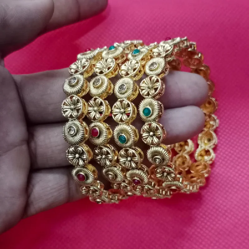 women’s beaded bangles-Pooja Bangles Gold Plated Bangles Set