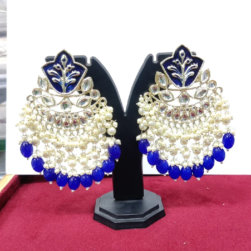 women’s chandelier earrings-Kavita Art Gold Plated Kundan Stone And Meenakari Pearls Dangler Earrings