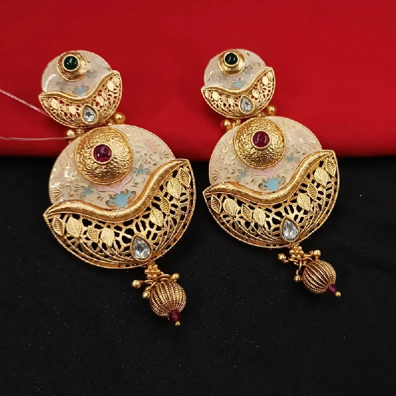 women’s pearl stud earrings-Padmawati Bangles Gold Plated Kundan Stone And Meenakari Dangler Earrings