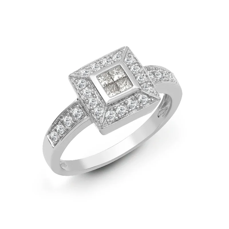 women’s princess cut engagement rings-18ct White Gold Diamond Ring