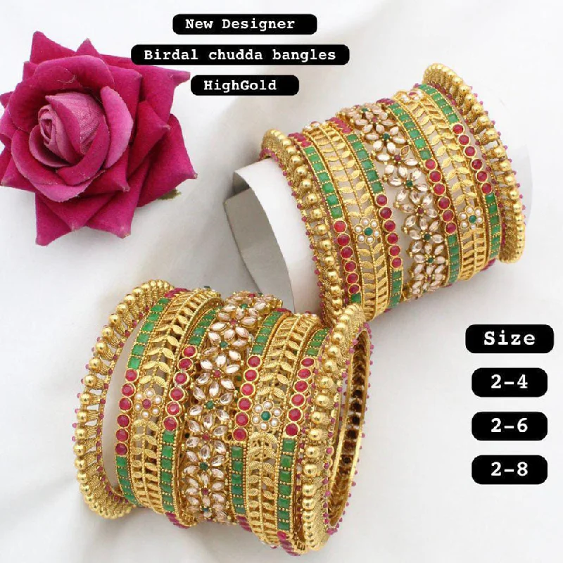 women’s leather bangles-Manisha Jewellery Gold Plated Bangles Set