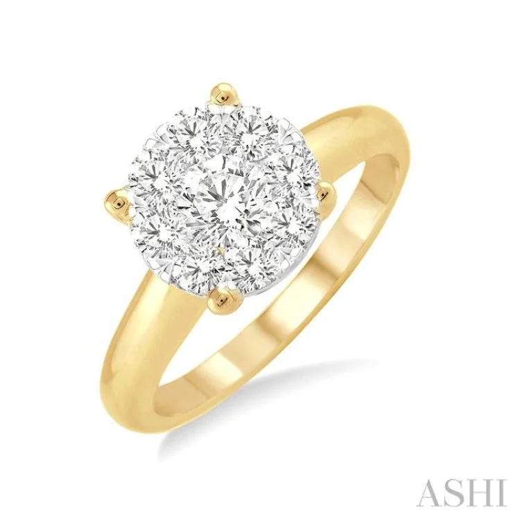 women’s brilliant cut diamond engagement rings-1/3 Ctw Lovebright Round Cut Diamond Ring in 14K Yellow and White Gold