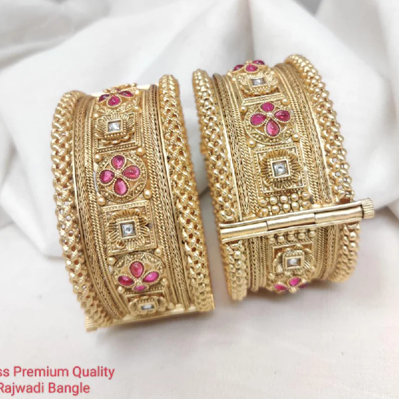 women’s statement bangles-Manisha Jewellery Gold Plated Brass Openable Bangles Set