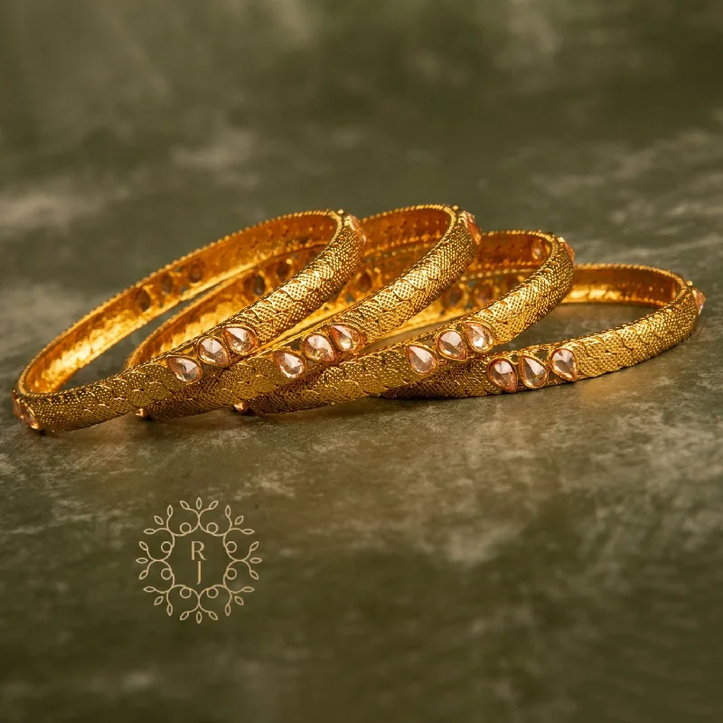 women’s diamond bracelets-Raddhi Jewels Designer Premium Quality Rajwadi Gold Plated Brass Openable Kada/Bangles Set