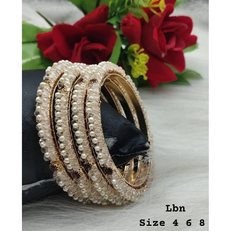 women’s rhinestone bracelets-Akruti Collection Gold Plated Bangles Set