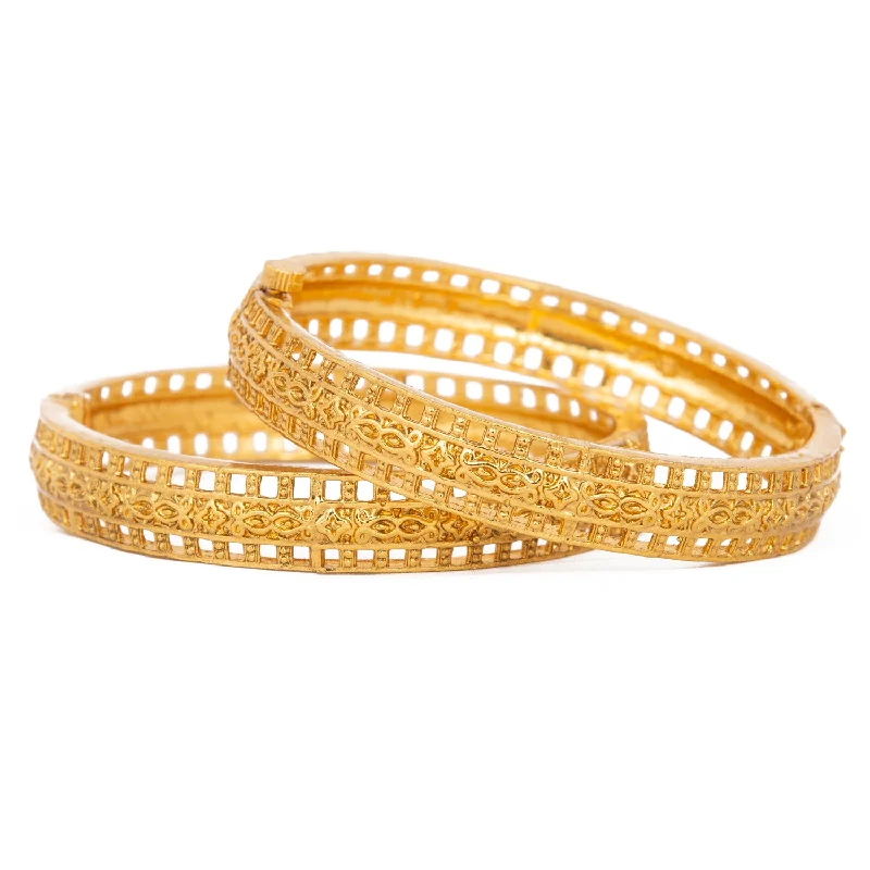 women’s braided bangle bracelets-Raddhi Jewels Designer Premium Quality Rajwadi Gold Plated Brass Openable Kada/Bangles Set