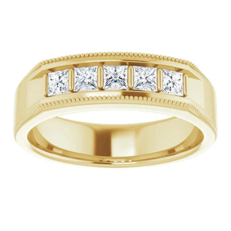 women’s vintage-style rings-14K Yellow 5/8 CTW Natural Diamond Milgrain Band