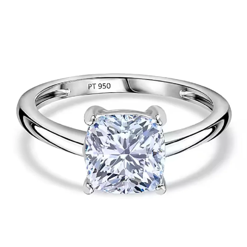 women’s unique engagement rings-2Ct Solitaire Cushion Cut Lab Grown Diamond Ring in Platinum