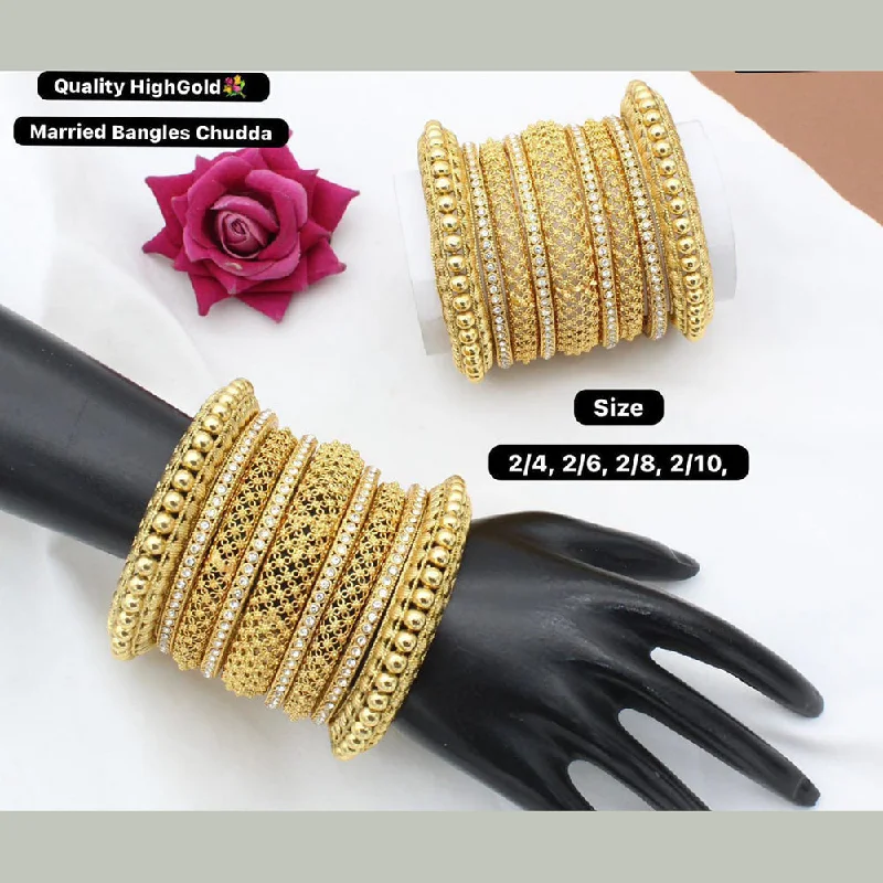 women’s designer bangles-Manisha Jewellery Gold Plated Austrain Stone Bangles Set