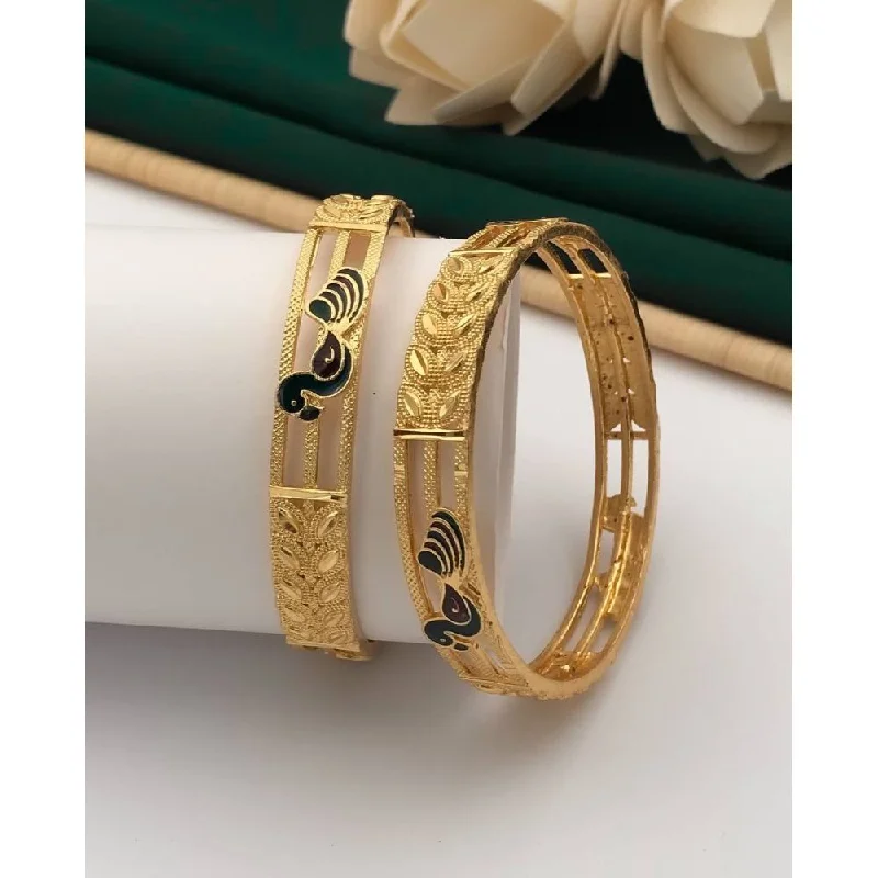 women’s vintage bracelets-Akruti Collection Gold Plated Bangles Set