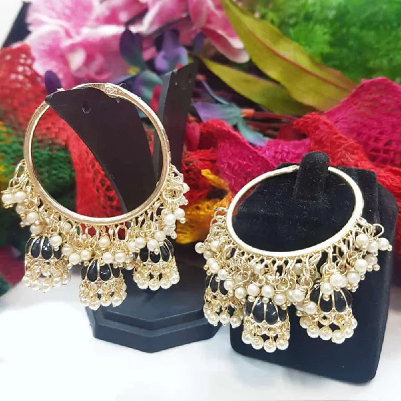 women’s hoop earrings with pearls-Akruti Collection Gold Plated Meenakari and Pearl Jhumki Earrings