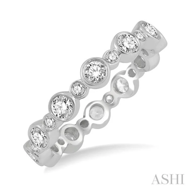 women’s ring sets-1 ctw Circular Mount Round Cut Diamond Eternity Wedding Band in 14K White Gold