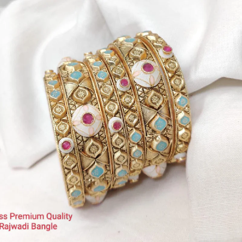 women’s diamond charm bangles-Manisha Jewellery Gold Plated Brass Bangles Set