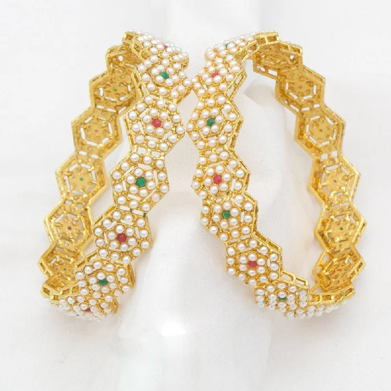 women’s matching bangles-Manisha Jewellery Gold Plated Pearl Bangles Set