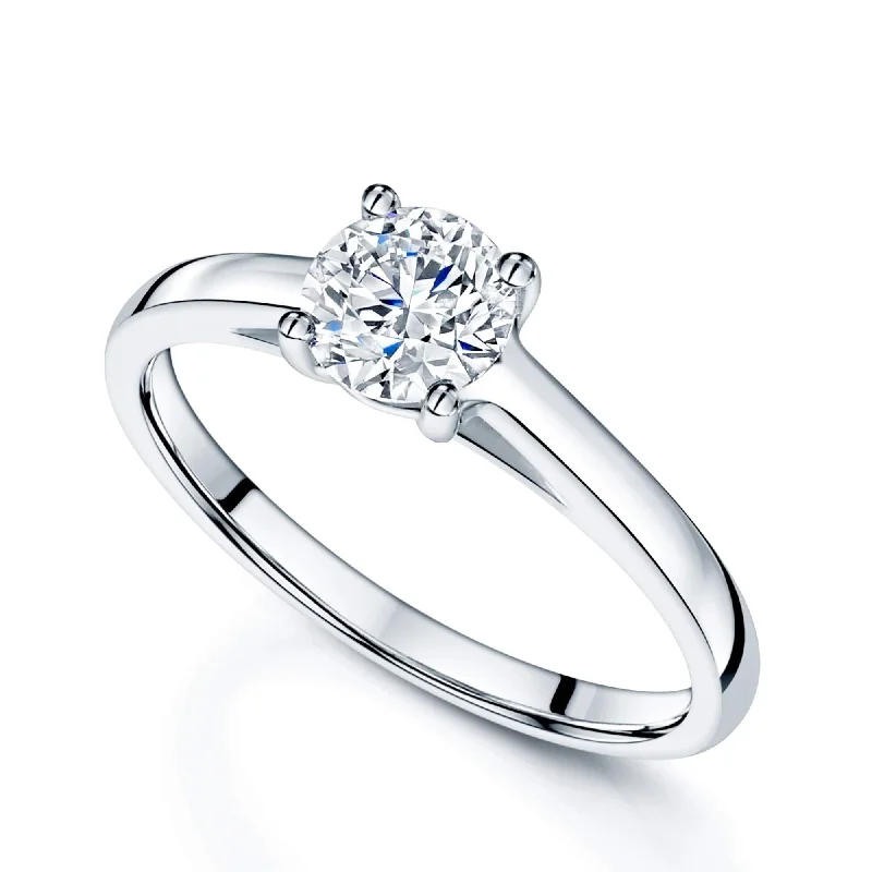 women’s custom platinum engagement rings-Platinum GIA Certificated 0.70 Carat Round Brilliant Cut 0.70ct Diamond Ring