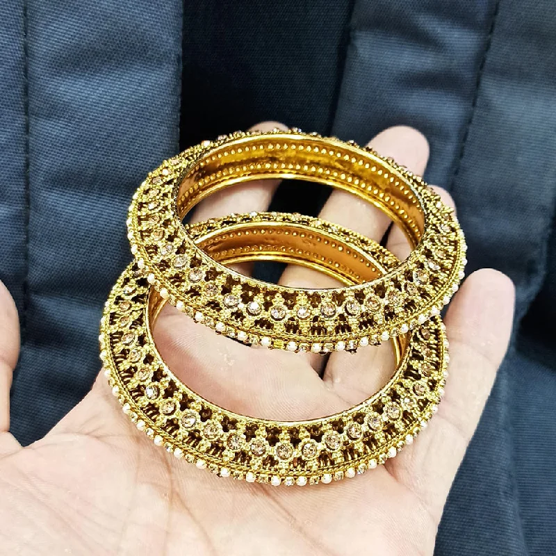 women’s multi-layer bracelets-Manisha Jewellery Gold Plated Bangles Set