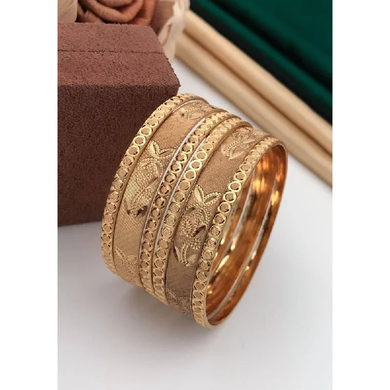 women’s friendship bracelets-Akruti Collection Gold Plated Bangles Set