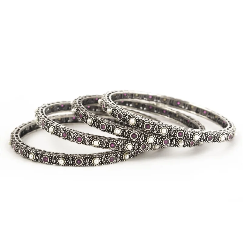 women’s multi-layer bracelets-Radhhi Jewels Designer Premium Quality Oxidised Plated Brass Bangles Set