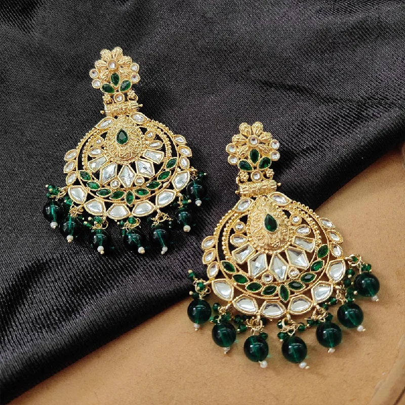 women’s crystal stud earrings-Darshana Jewels Gold Plated Kundan Stone And Beads Dangler Earrings