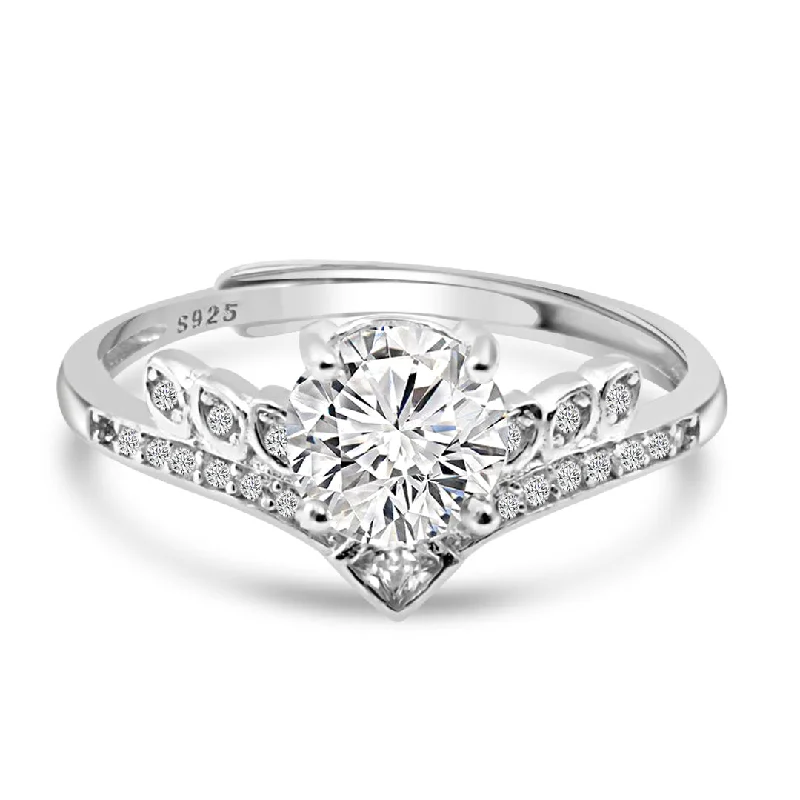 women’s stackable wedding engagement rings-Zarkan 925 Silver Eagle Solitaire American Diamond Ring