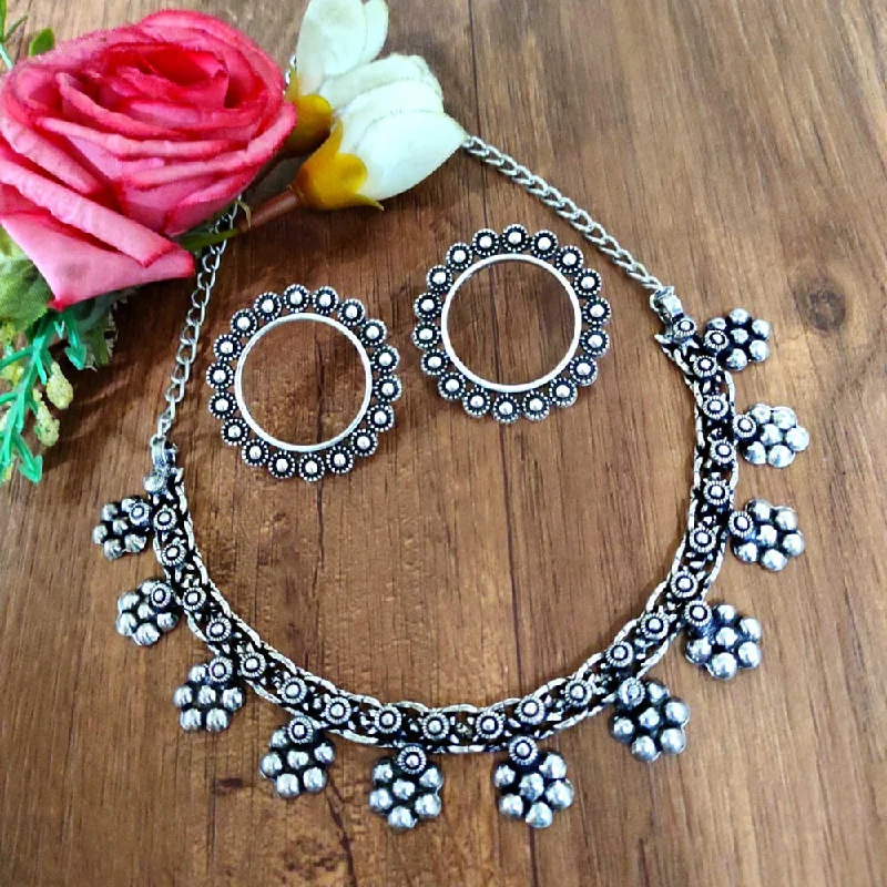 women’s custom necklaces-Akruti Collection Oxidised Plated Necklace Set