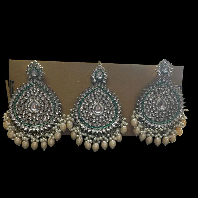 women’s long dangly earrings-JCM Jewellery Gold Plated Kundan Stone Earrings With Mangtikka